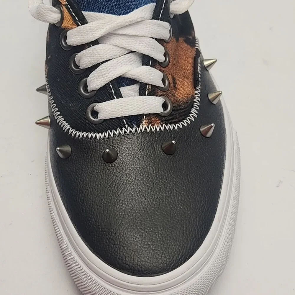 Vans Sneaker Shoe Women Sz 8.5 Tartan Daze Multi Acid Dye Spike Skater Men 7 NEW
